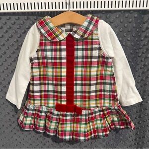 Mud Pie Tartan Plaid Christmas Pleated Long Sleeve Dress